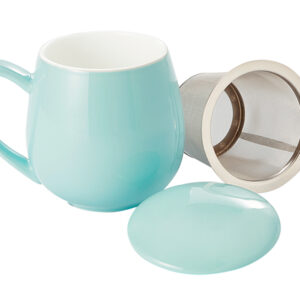 Theemok met filter ChaCult Saara turquoise blauwgroen porselein