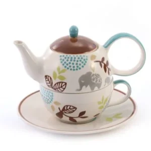ChaCult Ole Tea for One set rood met witte stippen handgeschilderd keramiek