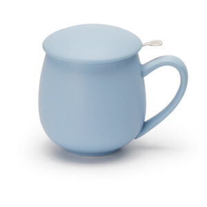 Theemok met filter ChaCult Saara lichtblauw pastel porselein