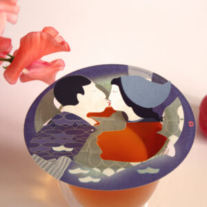 Steamwaverz Dutch Kiss thee-accessoire met kussend paartje in Delfts blauwe stijl