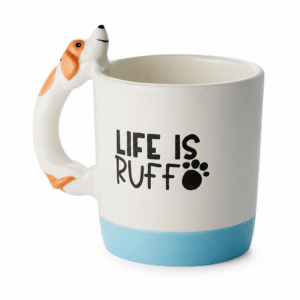 Keramische mok met hondenillustratie (Benji), perfect voor koffie of thee.