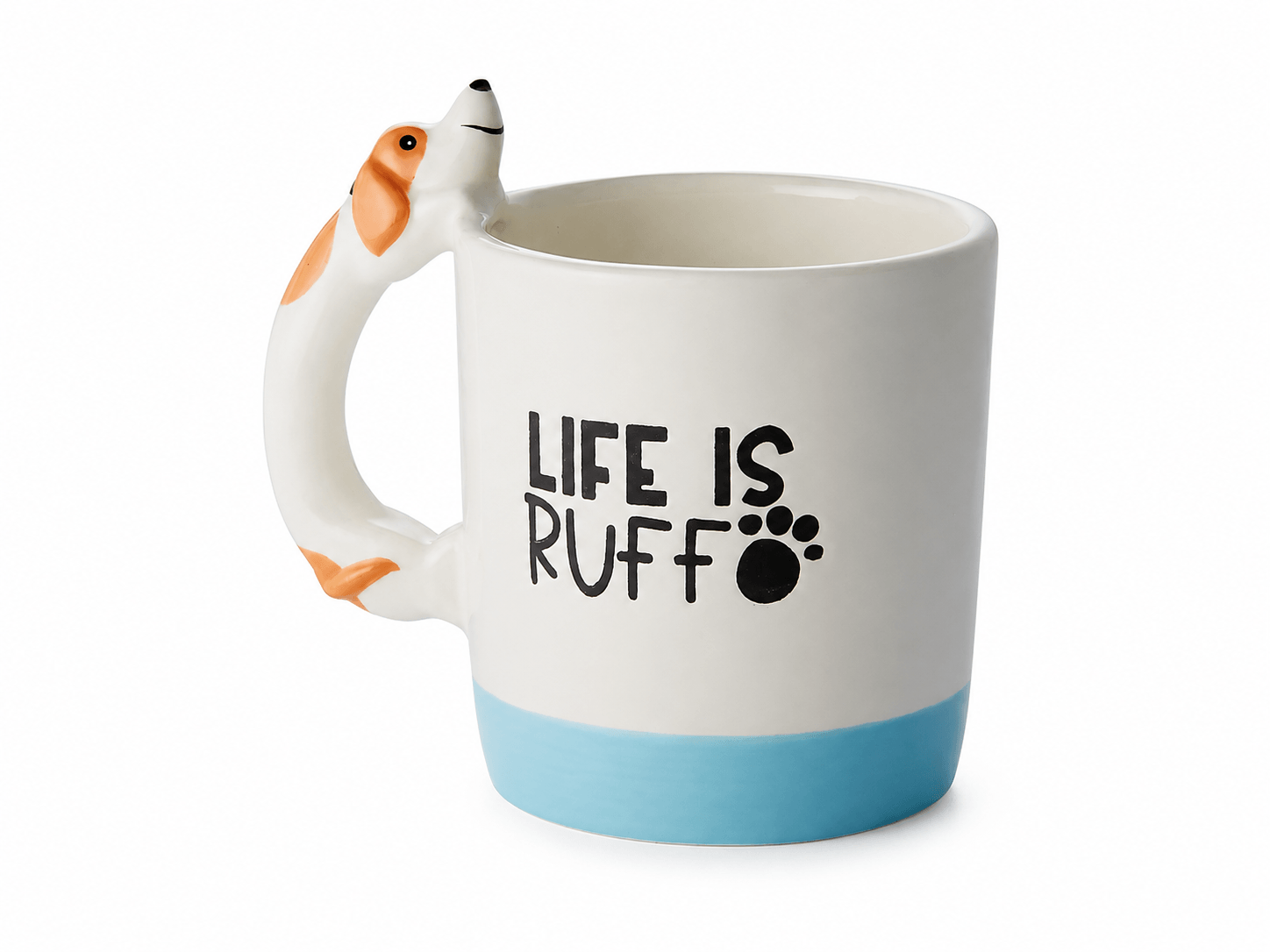 Keramische mok met hondenillustratie (Benji), perfect voor koffie of thee.