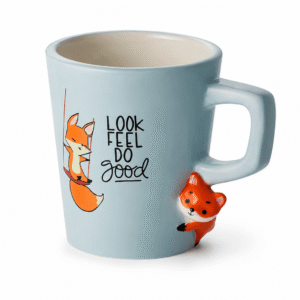 Keramische 3D mok in de vorm van een vos (Ollie), leuk als cadeau.